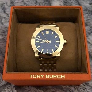 NWT Tory Burch black and gold watch